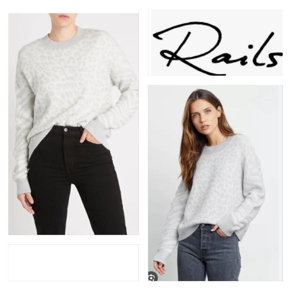 Rails Slouchy Sweater Leopard Titanium Spot Wool … - image 3
